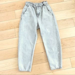 ZARA Baggy Paperbag Light Wash Denim